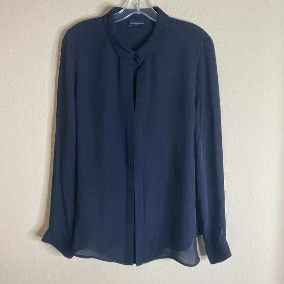 emporio armani sheer long sleeve blouse - Picture 1 of 5